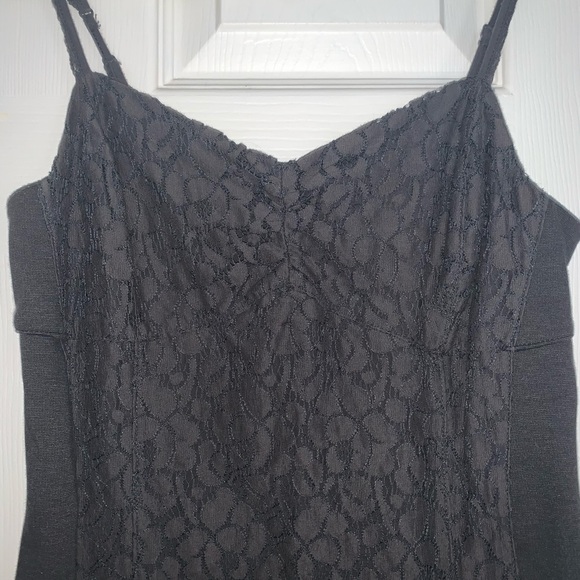 Charcoal Lace Fitted Mini Dress - Picture 2 of 5